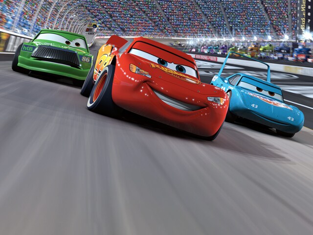 Lightning McQueen racing against his greatest rivals