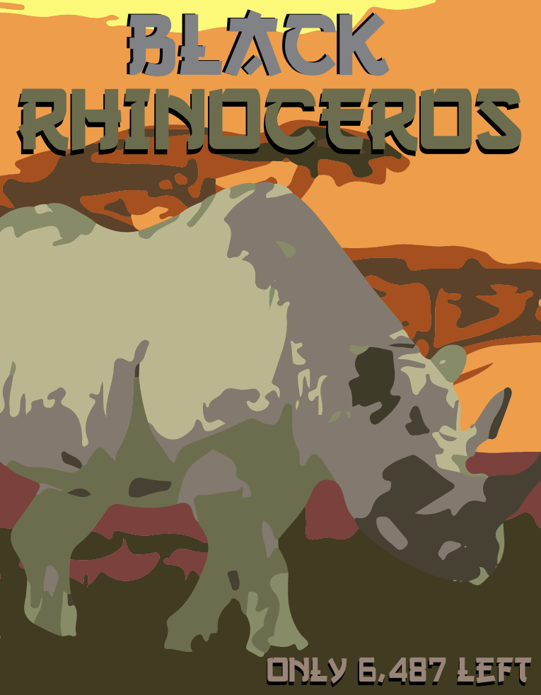 A vector poster of a black rhinoceros